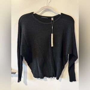 T Tahari Wing-Sleeve Black Sweater